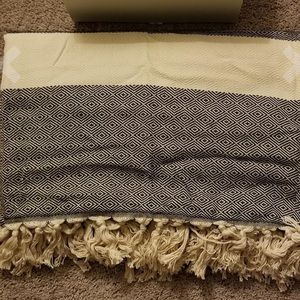 Blue and white throw blanket